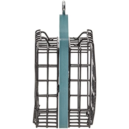 Birds Choice Suet Feeder for 2 Cakes | Recycled Plastic | Lake Blue | Hanging Cage Design Serves Woodpeckers and Nuthatches, Weather-Resistant for Year-Round Feeding - color: Lake Blue