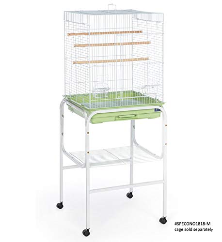 Prevue Pet Products Bird Cage Stand with Shelf - Small Metal Cage Stand with Rolling Wheels, Bird Stands for Inside, Mid‑Height Shelf for Cage Accessories, Toys, and Storage - White - color: White, size: 19.0"L x 19.0"W x 19.0"H