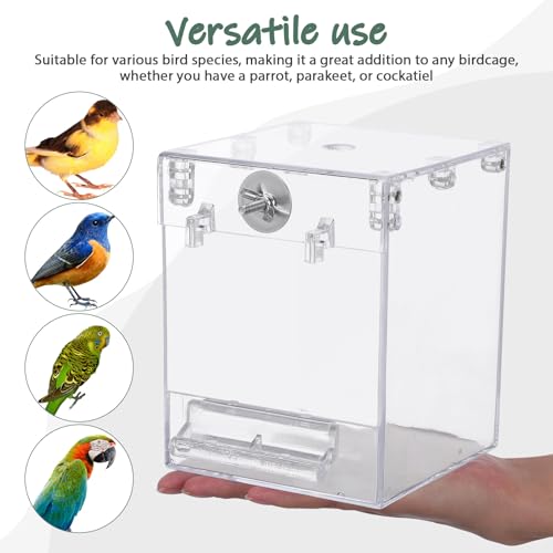 Happyyami Hanging Bird Bath Box for Cage Multifunctional Bird Bath Cage Accessory for Parakeet Cockatiel and Small Birds Space-Saving Shower Indoor Accessories 6.49 X 5.11 X 5.11 in