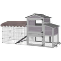 Mobile Chicken Coop Large 79" Chicken House On Wheels All-Steel Frame Hen House Poultry Cage with Metal Run,Waterproof Rain Cover - color: Grey