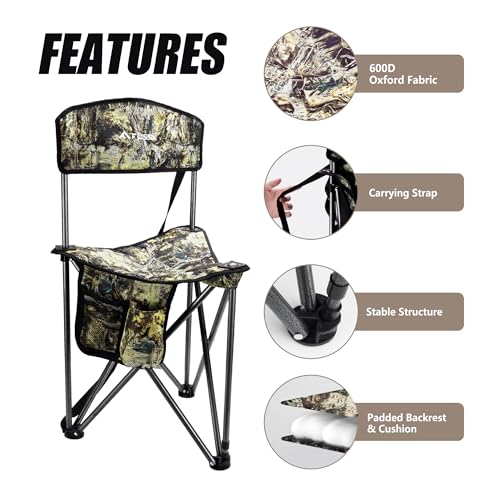 FLISSA Hunting Blind & Hunting Chair Bundle, Pop-Up Camouflage Deer Blind with Portable Folding Hunting Chair for Deer, Turkey & Ground Hunting