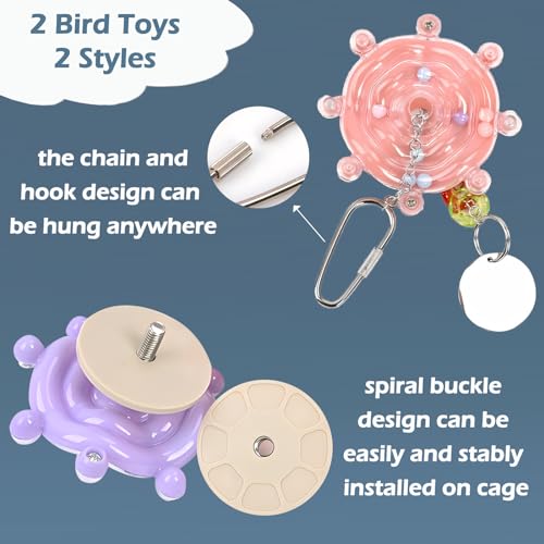 2pcs Bird Toys for Parakeets, Colorful Spinner Wheel (Rondom Color) | Interactive Enrichment Toy Create Soft Rustling Sounds When Spinning, Safe for Chewing to Meet Birds' Gnawing Instincts - style: 2pcs