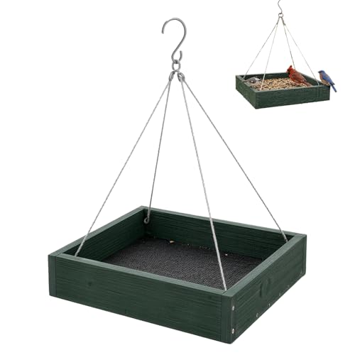 Hanging Platform Bird Feeder, 3.5 lbs Large Capacity Bird Feeder for Outdoors