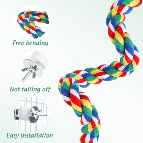 Parrot Rope Climbing Toy 18.5 Inch Cotton Rope Perch for Birds Cage Exercise and Chewing Toy for Parrots Cockatiels - size: 40cm