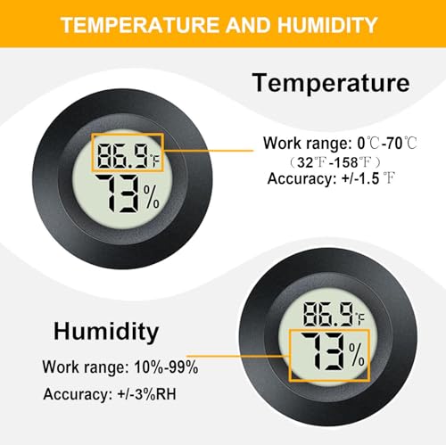 JEDEW 2 Pack Hygrometer Thermometer Digital Humidity Meter Indoor/Outdoor Humidity Monitor Reptile Thermo-Hygrometer for Greenhouse Humidors Terrarium Jars, Fahrenheit (℉) /Celsius(℃) (2)