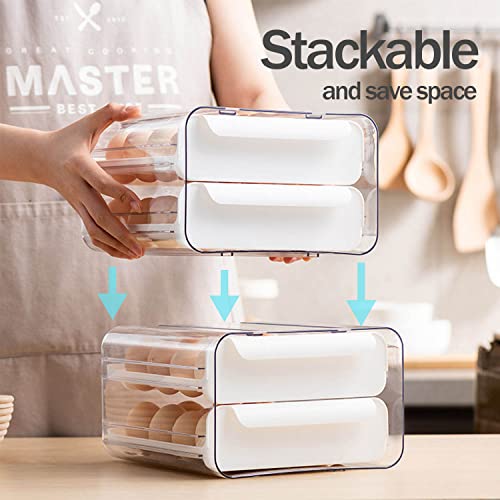 Fridge Organizers and Storage, Egg Organizer Container for Refrigerator | Large Capicity Transparent, Stackable Plastic Egg Holder