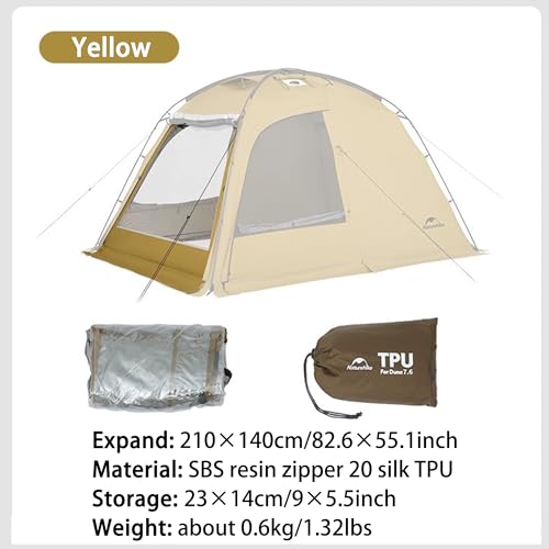 Naturehike Dune Hot Tent with Stove Jack, 117 sq ft 4 Seasons Camping Tent, 2-4 Person Waterproof Large Tent for Family, Car Camping, Picnic, Fishing, 6 Person - color: Dune7.6-TPU Door