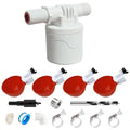Automatic Chicken Waterer Set - 4 Chicken Water Cups, Float Valve, Drill Bit, 4 Hose Clamps, Teflon Tape - Easy Installation, Fits Chickens, Ducks, Quails, Various Poultry