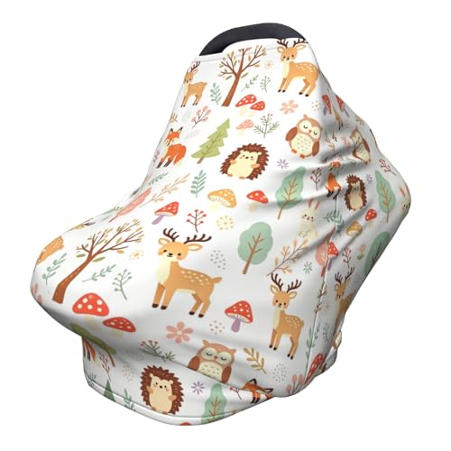 Cute Deer Animals Baby Car Seat Covers for Boys and Girls, Woodland Theme Baby Stuff Shower Gifts Stretchy Infant Carseat Canopy - color: deer