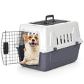 22-Inch Dog Crate Plastic 2-Door Top Loading Cat Carrier, Hard-Sided Dog Travel Carrier for Small Dogs and Cats, Ventilation and Security Lock Design for Pets up to 22 lbs (Grey)