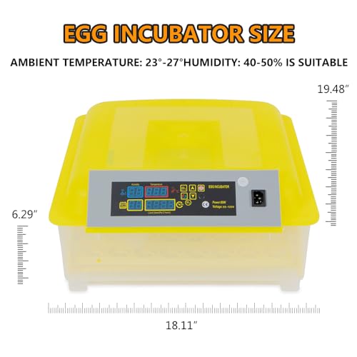 CROSSDESIGN Automatic Digital Egg Incubator 48 Eggs Poultry Hatcher Machine Breeder w/Temperature Control & Auto Turning for Hatching Chicken Duck Goose Quail Birds - size: 48 Eggs