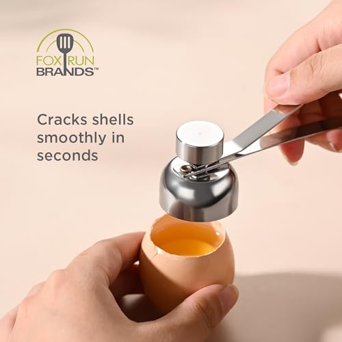 Fox Run Stainless Steel Egg Cracker, Egg Shell Opener for Boiled & Raw Eggs | Long Lasting & Dishwasher Safe Egg Cracker Tool | Easily Open The Shells Of Raw & Hard Boiled Eggs | Egg Breaker Gadget