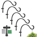 12 Inch Heavy Duty Plant Hanger Wall Hook 5 Pack - Black Iron Hanging Plant Bracket Holds 44 lbs - Rust Resistant Indoor Outdoor Hooks for Bird Feeders Lanterns Wind Chimes Hanging Baskets with Screws - size: 5 Pieces