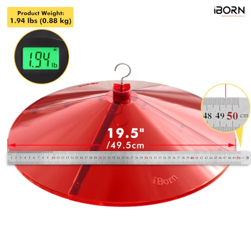 iBorn 19.5-inch Hummingbird Feeders Baffle, Weather Guard, Hanging Bird Feeders Protect, Red, Pack of 1 - color: Red, size: Pack Of 1