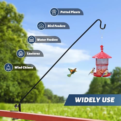 ERYTLLY 3 Inch Clamp Deck Hook 28" Long Deck Hook for Hanging Bird Feeder,Plants,Wind Chimes,Lanterns 1 Pack - size: Deck Hook - 28 Inch - 1 Pack