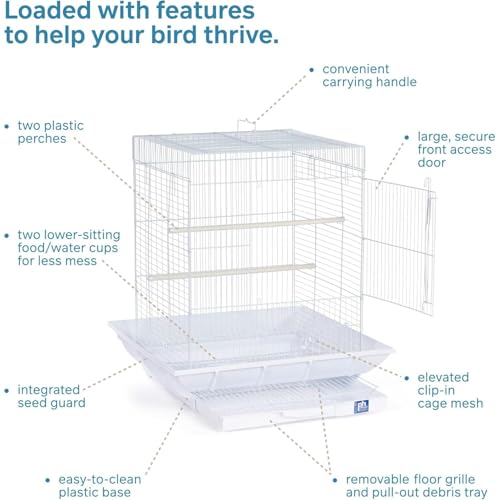 HomeStock Mountain Majesty Clean Life Bird Cage with Spacious Interior, Durable Build, Easy-to-Clean Features, and Secure Design for Birds' Comfort White - color: White