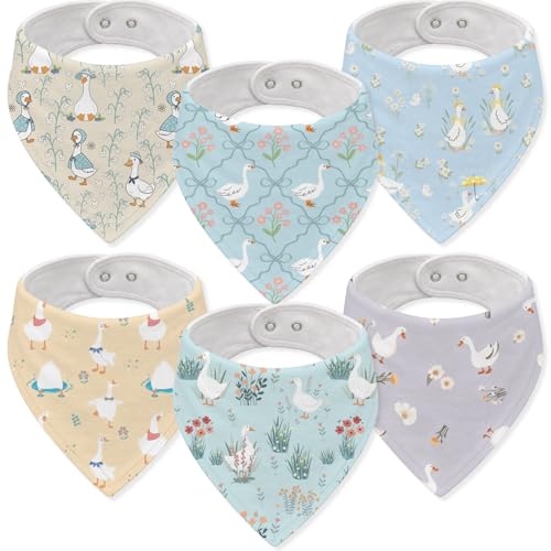 Baby Organic Cotton Teething Cloth Newborn Baby Burp Cloth Bandana Drool Cloth for Drooling Cotton Baby Gifts - color: Goose