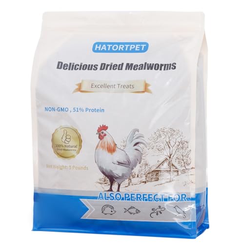 Dried Mealworms 5LB Pure Natural Chicken Treats for Laying Hens Wild Birds | NON-GMO High Protein - size: 5 Pound (Pack of 1)