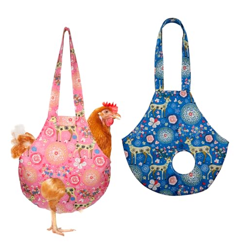 2 Pack Chicken Carrier Holder Bag, Canvas Chicken Carrier Sling Catching Hand Bag for Hen Rooster Poultry Poultry Transport, Travel - style: Deer