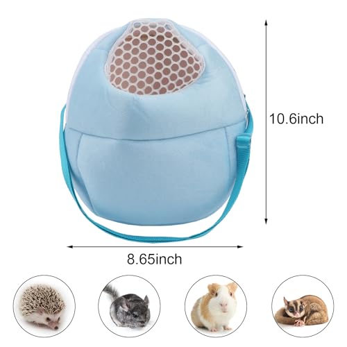 Hypeety Pet Carrier Bag Guinea Pig Breathable Portable Travel Bag, Blue | Breathable mesh pouch, hands-free sling outgoing backpack, secure zipper, for hedgehogs/hamsters/sugar gliders/chinchillas - color: Blue