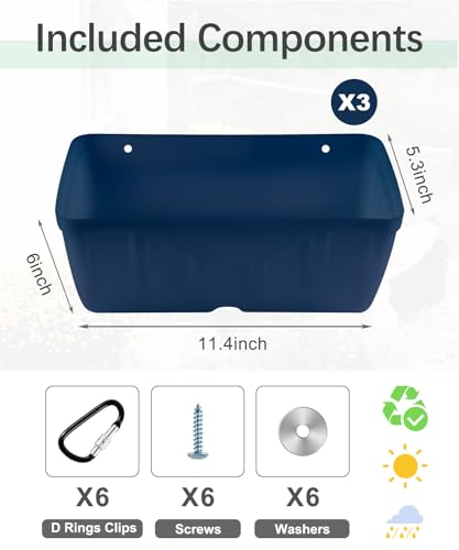 Chicken Feeders, 3 Pack, Duck Feeders and Waterers, Hanging Poultry Water Feeder, Livestock Fence Feeder, Feed Trough and Waterer Bucket with Clips, Blue - color: 3 Pack Blue