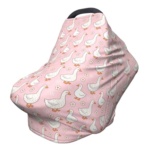 Pink Goose Baby Stuff Car Seat Cover for Baby,Mom Nursing Breastfeeding Covers,Multi-Use Car Seat Canopy Carrier Cover,Stroller Cover Newborn Shower Gift for Boys Girls - color: pink goose