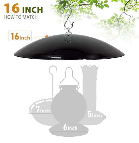 16-Inch Widened Bird Feeder Cover,Hummingbird Feeder Rain Guard,Squirrel Baffle for Bird Feeders,Squirrel-Proof for Outside Tree Trunk or Eave,Funny Gift for Men(Black), 2 Pack - color: Black, size: 16''/2P