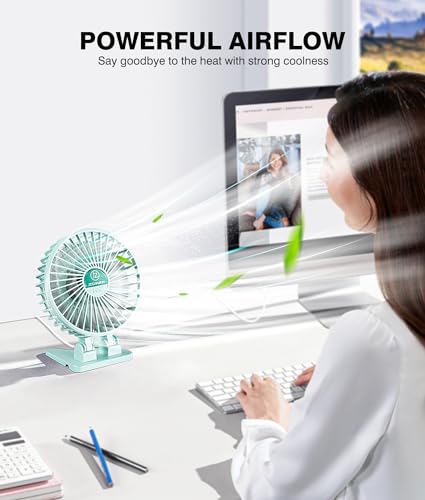 JZCreater USB Desk Fan, Mini Fan Portable, 3 Speeds Desktop Table Cooling Fan, Plug in Power Fan, Rotation Strong Wind, Quiet Personal Small Fan for Home Desktop Office Travel Bedroom, Apple Green - color: Apple Green