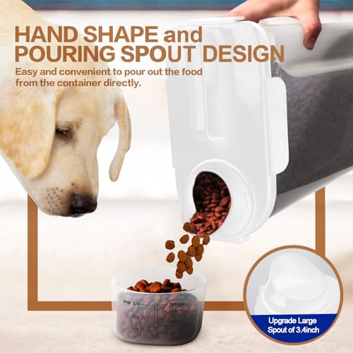 TIOVERY Dog Food Storage Container, 5-7 Lbs Airtight Pet Food Container, Cat food Container Dispenser with Portable Handle, Pouring Spout, Measuring Cup and a Collapsible bowl for Dogs Cats White/6Qt - color: White 6Qt