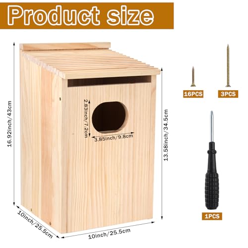 Pine Wood Duck House 17x10x10 Inches Outside Wood Shelter and Nesting Box for Hooded Mergansers and Wetland Ducks