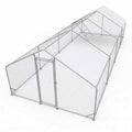 CHIKENCOOP 19.6x9.8x6.5ft Metal Chicken Coop, 4-Room Chicken Run with Cover | Four-room walk-in chicken run with waterproof UV-resistant spire roof cover, 0.04 in steel frame, and lockable gate - size: 236.0"L x 118.0"W x 80.0"H