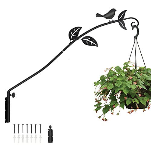 MorTime Extended Reach Wall Mounted Deck Hook, 26.5 Inches Multidirectional Heavy Duty Metal Bird Wall Bracket Wall Mounted Pole for Outdoor Lanterns Wind Chimes Bird Feeders