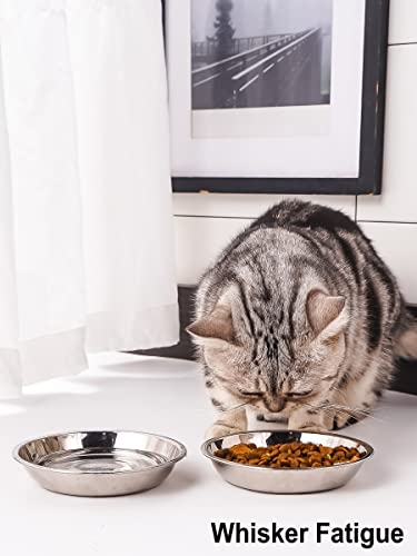 VENTION Stainless Steel Shallow Cat Food Bowl 6.5 Inch, Small Whisker Fatigue Cat Food Dish 15.2 Fl.oz, Replacement Basic Kitten Bowls Bulk for Elevated Stand, Dishwasher Safe (Set of 2) - size: 6 1/2 Inch-Outer Dia.