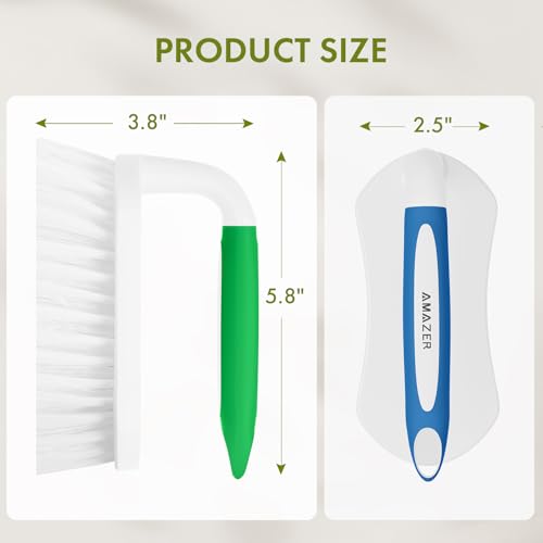 Scrub Brush for Cleaning Comfort Grip Shower Scrubber Flexible Stiff Bristles with Handle Heavy Duty Cleaner Brush for Tub Sink Carpet Floor - Pack of 2 (Blue+Green) - color: Blue+green