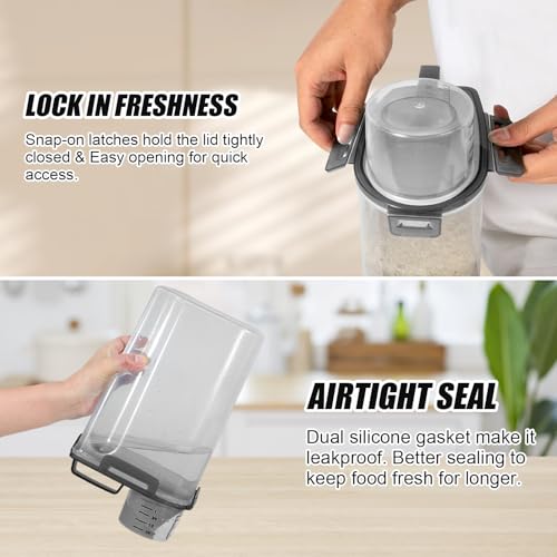 2 Pack 3 Lbs Pet Dog Cat Food Bird Seed Storage Containers for Travel -Grey | Airtight 5 Lbs Rice Dispenser Flour Container Keep Fresh Portable Cereal Oatmeal Holder Large Pour Spout Measuring Cup Handle - color: Grey-3L 2Pack