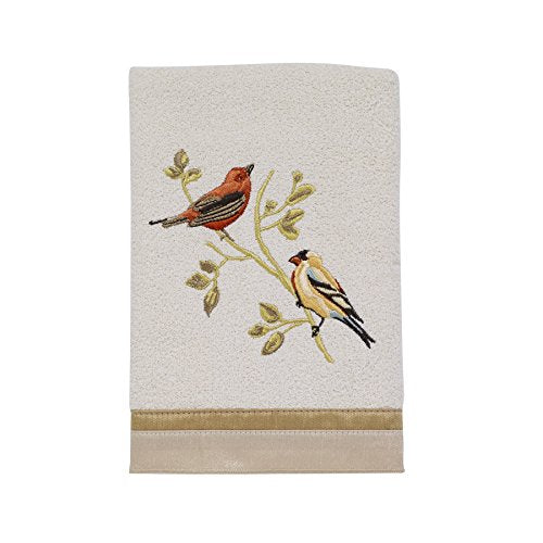 Avanti Linens - Hand Towel, Soft & Absorbent Cotton, Nature Bathroom Decor (Gilded Birds Collection), Ivory - color: Gilded Birds, size: Hand Towel