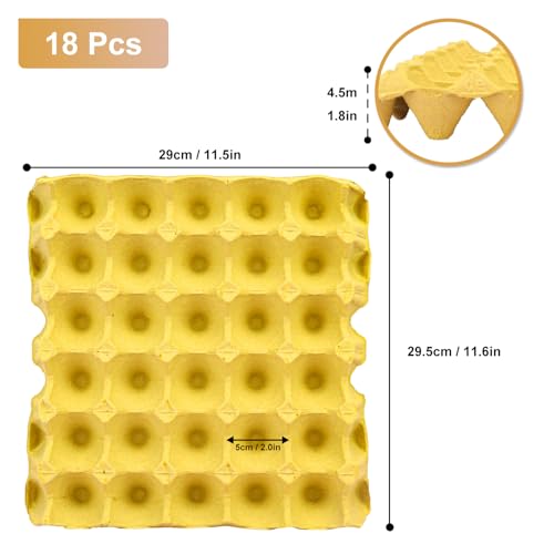 18 Flats 30 Cell Egg Crate?Holds 30 Eggs?, 30 grids Cardboard Egg Cartons, Sturdy and Stackable Egg Flats, Perfect Egg Crates for Fresh Eggs, Chicken Farm - size: 18 Pack yellow