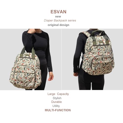 Diaper Bag Backpack Corduroy Multifunction Baby Fashion Travel Pack office Laptop Bag - color: Leaf Bird