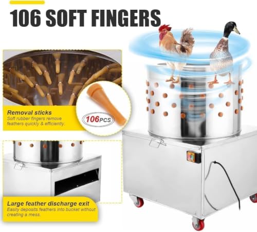 Torin 31.4'' Stainless Steel Chicken Plucker Machine | Fowl Food Processor Electric, Plucking Machine De-Feather 110V 3000W 245R/min