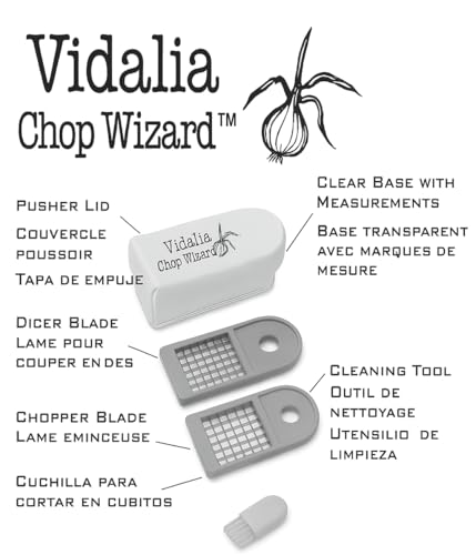 Vidalia Chop Wizard Vegetable Chopper – Original As Seen On TV Food Dicer with 2 Stainless Steel Blades, Large 2-Cup Container, Cleaning Tool, Dishwasher Safe Onion & Vegetable and Fruit Cutter | Original As Seen On TV, 2 Stainless Steel Blades, Large 2-C