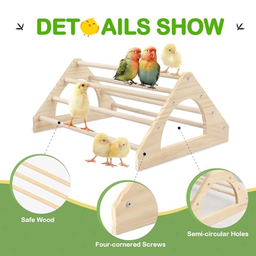 Large Wooden Chick Perch, 14.4" L x 10.6" W x 6.7" H Pine Chicks Toys | Chick Roosting Bar for Brooder and Coop, Strong Chicken Jungle Gym for Baby Chickens