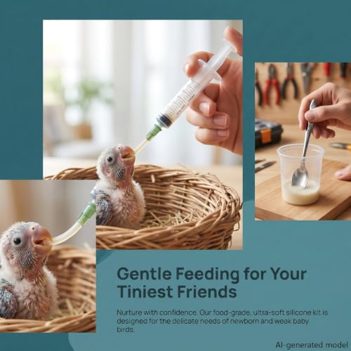6PCS Soft Silicone Parrot Feeding Kit – Food Grade Baby Bird Feeder for Milk & Liquid Food, Hand-Feeding Tool with Large Feeding Tip + Spoon Feeder + 100ml Cup for Small Birds & Sick Birds