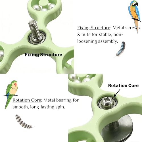 Spinning Bird-Toys Bird Cage Toys & Bird Perch Parrot-Parakeet Budgie Cockatiel Conure Macaw Chicken Parrot Enrichment Cage Accessories Small Animal Chewing Toy (Green Spinner) - color: Green Spinner