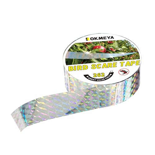 Bird Scare Reflective Tape, 262 Feet per Roll, Double-Sided Reflective, for Repelling Sparrows and Woodpeckers, Suitable for Outdoor Use in Homes, Gardens, Farms, Orchards,Outdoor - size: 262 Ft*1