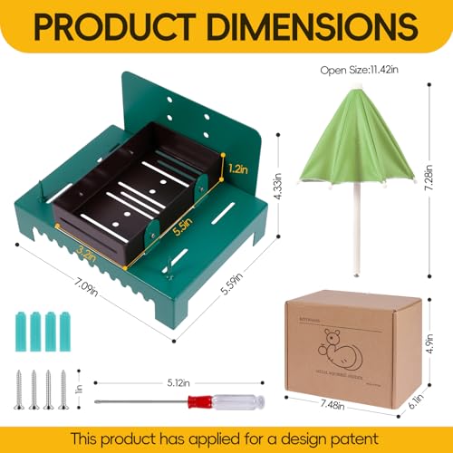 Heavy Duty Metal Squirrel Feeder Picnic Table with Umbrella - Rustproof Corn Cob Holder & Chipmunk Feeder for Tree/Fence, Funny Gift for Squirrel Lovers. (Green) - color: GREEN