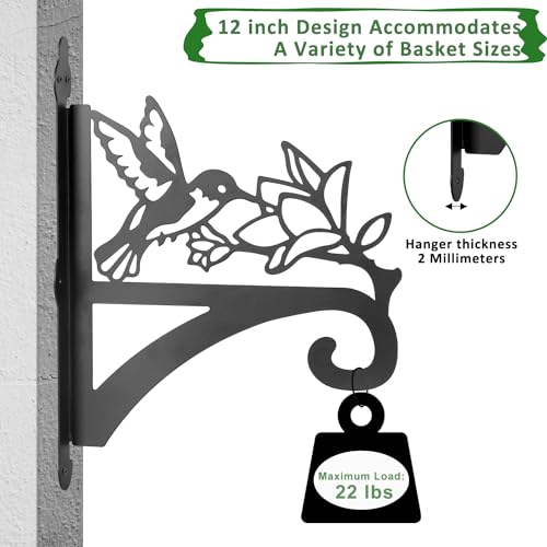 ATKKE Hanging Plant Bracket Hangers Indoor Iron Wall Mount,11” Hummingbird Silhouette Ornamental Iron Hangers Hookers for Flower Pot Lantern Bird Feeder Wind Chimes - size: Hummingbird