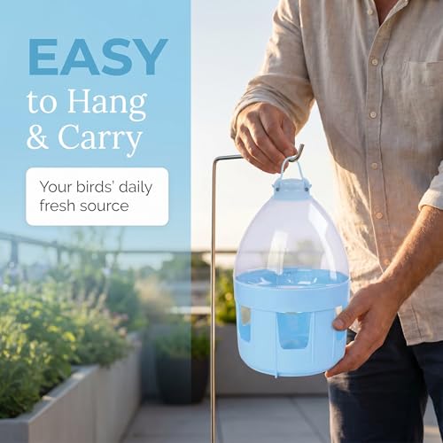 Pigeon Automatic Water Feeder, 4L Hanging Bird Waterer for Pigeons, Quail, Parakeets and Poultry, PP Cage-Mounted Drinker - color: 4L