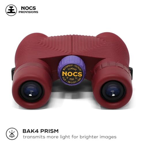 Nocs Provisions Standard Issue 10x25 Binoculars, Waterproof, Bird Watching | 10X Magnification, Bak4 Prism, Wide View Multi-Coated Lenses, Hiking & Backpacking, Adults & kids - color: Sacrodes Red, size: 10x25