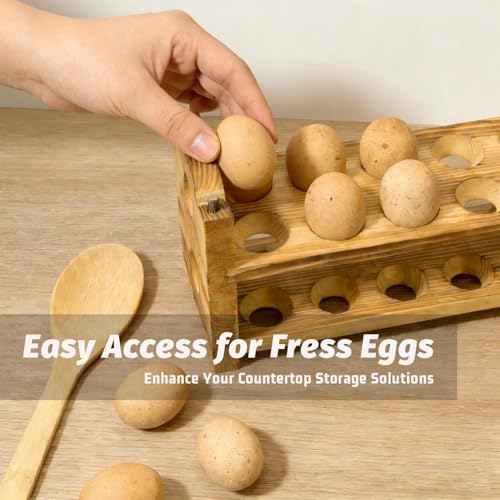 3-Tier Egg Holder Countertop for 36 Eggs Wooden Stackable Fresh Egg Storage | easter egg decor thanksgiving party serving tray holiday table egg display decorative farm egg rack - size: 3A