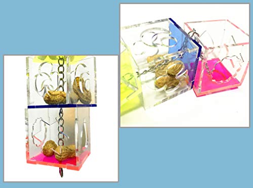 Bird Foraging Toys,Creative Parrot Feeder Box,Hanging Treat Foraging Toy for Anchovies,Parakeets,Cockatiel,Conure,Mynah,Macow